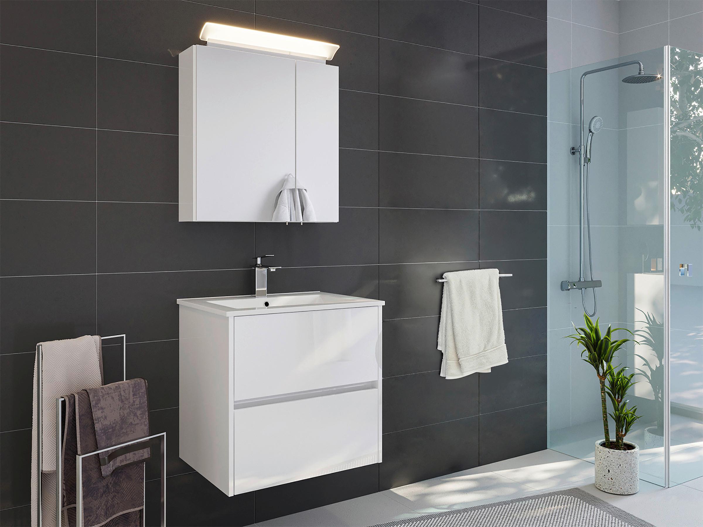 BADEZIMMER Limes Weiß Hochglanz B: 60cm - Weiß Hochglanz/Weiß, Basics, Keramik/Holzwerkstoff (60cm) - MID.YOU