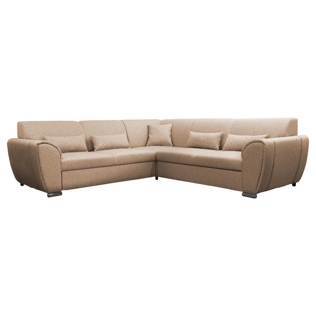 Ecksofa DELUX Beige mit Schlaffunktion Ottomane links