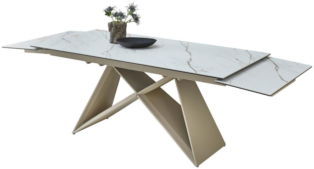Jedálenský stôl keramika 180-260x90cm - biela/béžová, Modern, kov/keramika (180-260/76/90cm) - MID.YOU