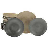 Tafelservice Catania Steinzeug Anthrazit Sandfarben - Sandfarben/Anthrazit, Design, Keramik - Creatable