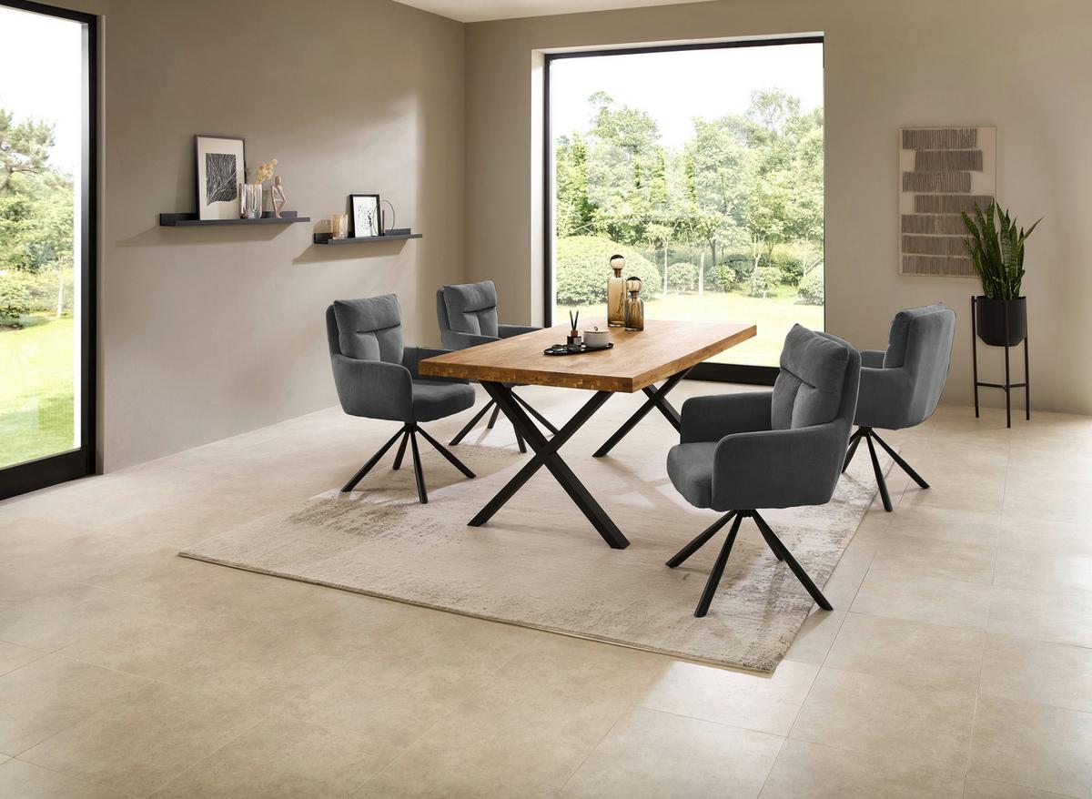 Esstisch Chris X 180x76x100 Cm Eiche/schwarz - Eichefarben/Schwarz, MODERN, Holz/Metall (180/100/76cm) - Livetastic