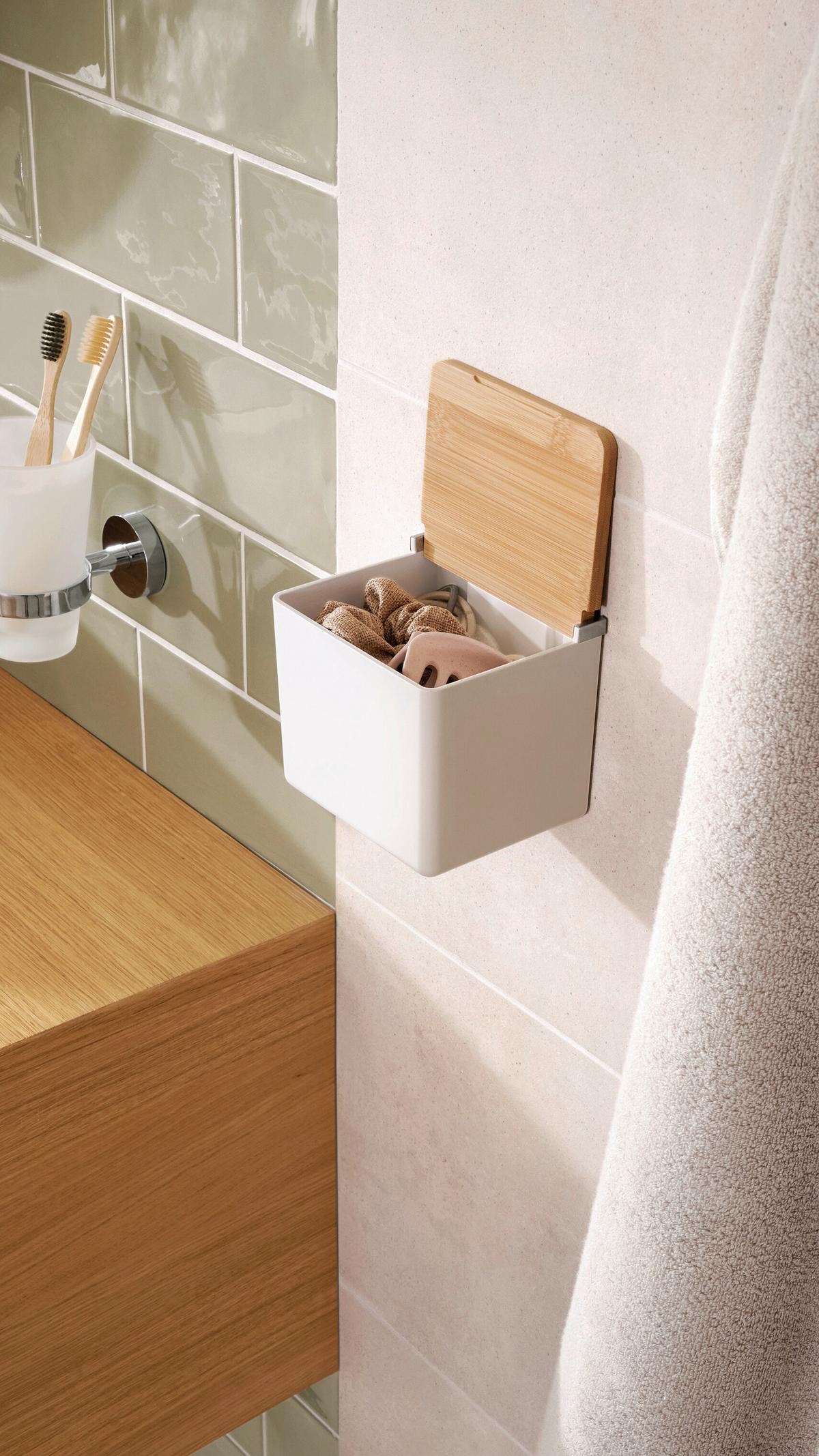 Aufbewahrungsbox Baboo Bambus BxHxT: ca. 12,2x11x10,2cm - Weiß, Basics, Holz/Kunststoff (12,2/11/10,2cm)