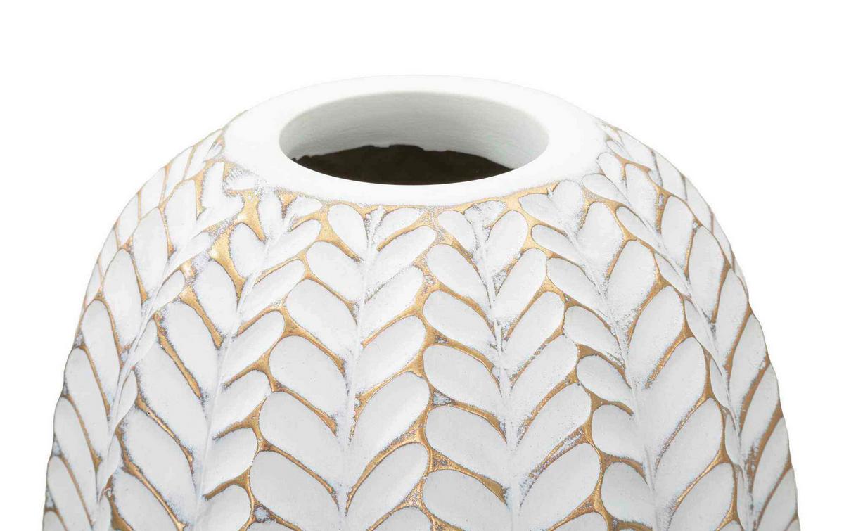 Vase Resina Leaf Weiß, Goldfarben B: 18,5 cm - Goldfarben/Weiß, Basics, Kunststoff (18.5/46/18.5cm)