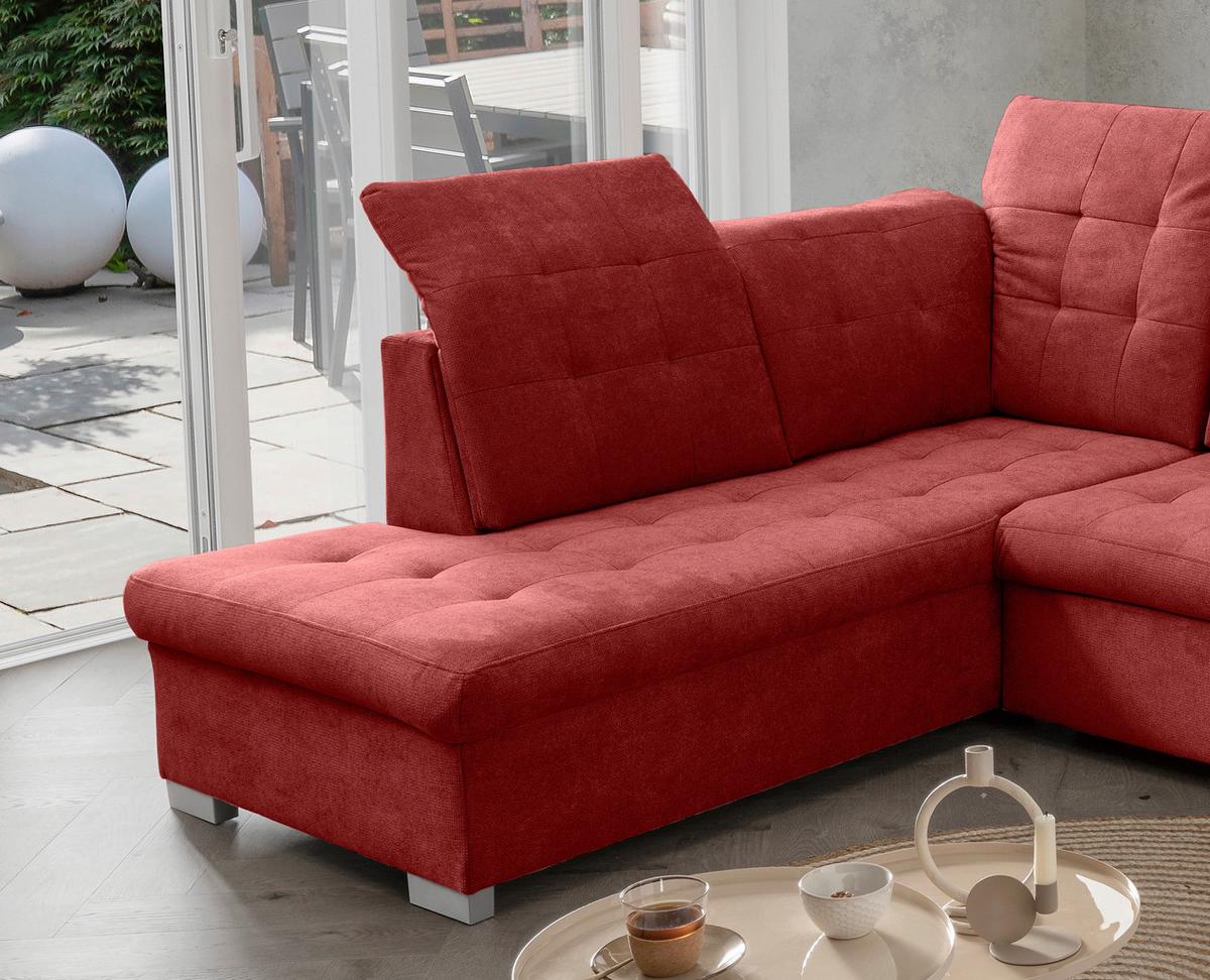 Wohnlandschaft Zira Rot U: 212x330x169cm - Chromfarben/Rot, MODERN, Textil (212/330/169cm) - Livetastic