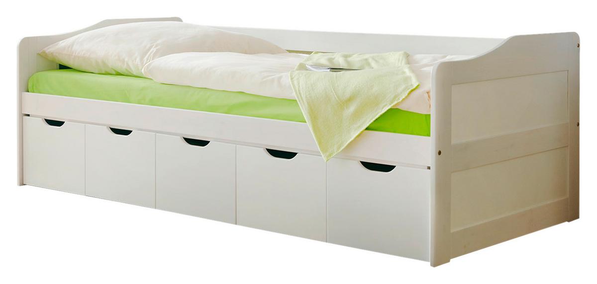 Postel s úložným prostorem MARIA bílá - bílá, Moderní, dřevo (90/200cm) - MID.YOU