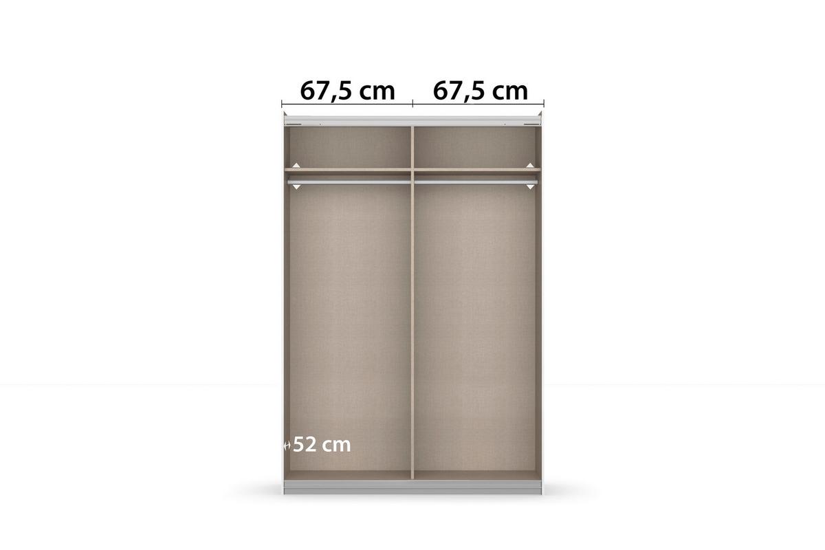 Schwebetürenschrank B: 136cm Feldkirch Grau - Anthrazit/Anthrazit Hochglanz, MODERN, Glas/Holzwerkstoff (136/210/62cm)