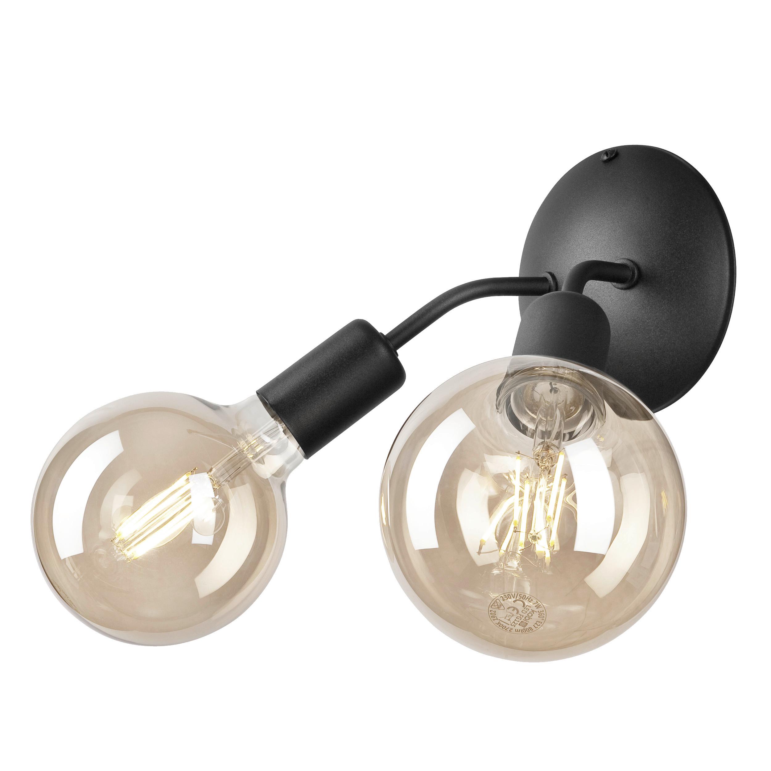 Wandleuchte 39459 Viggo - Schwarz Hochglanz, KONVENTIONELL, Metall (15/23cm)