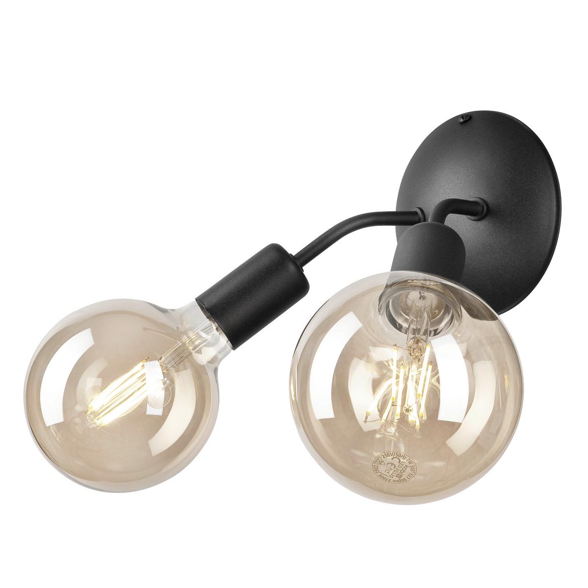 Wandleuchte 39459 Viggo - Schwarz Hochglanz, KONVENTIONELL, Metall (15/23cm)