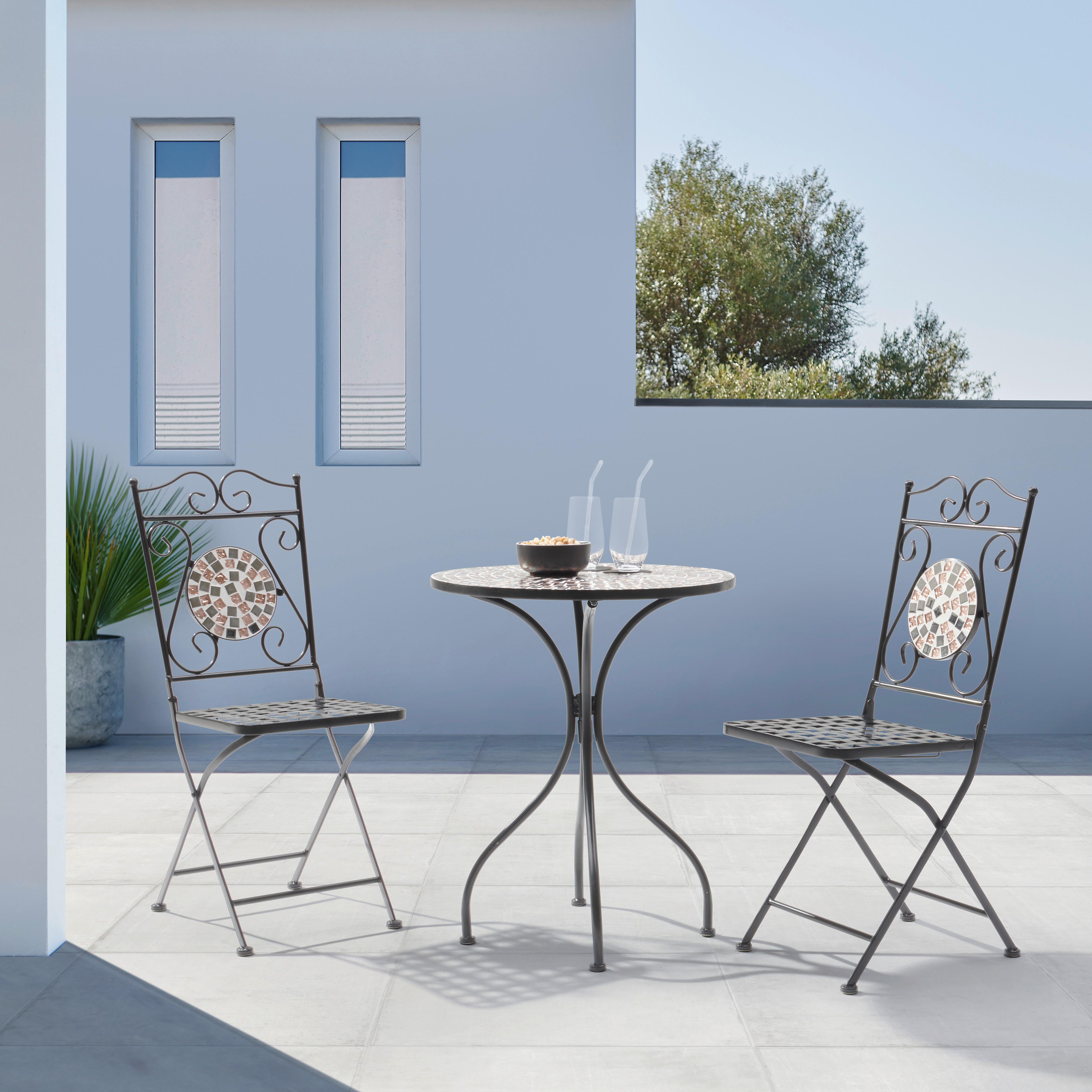 SADA NA BALKON NOAH - černá/vícebarevná, Basics, kov/kámen (60/72/60cm) - Modern Living