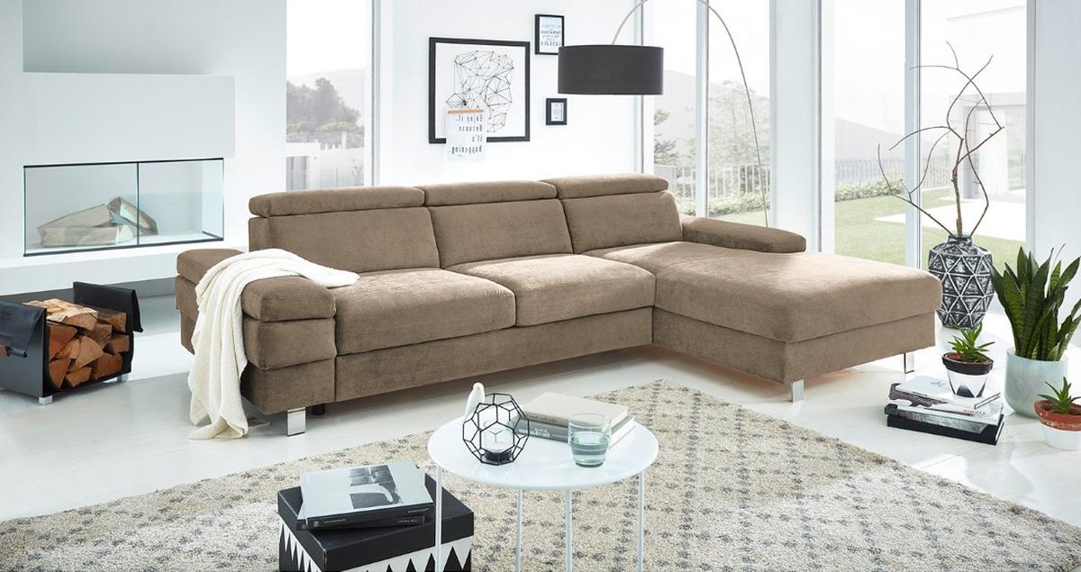 Ecksofa Elvis Schlammfarben S: - Schlammfarben/Silberfarben, KONVENTIONELL, Textil (259/182cm) - Trendmanufaktur