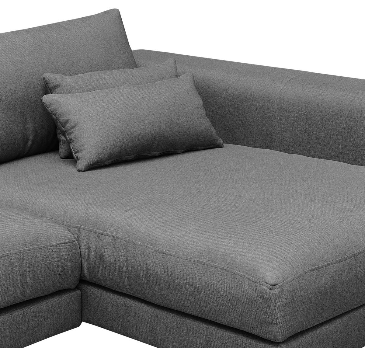 Ecksofa Berlin Dunkelgrau S: 313 cm - Dunkelgrau/Schwarz, Design, Textil (313/172cm) - Livetastic
