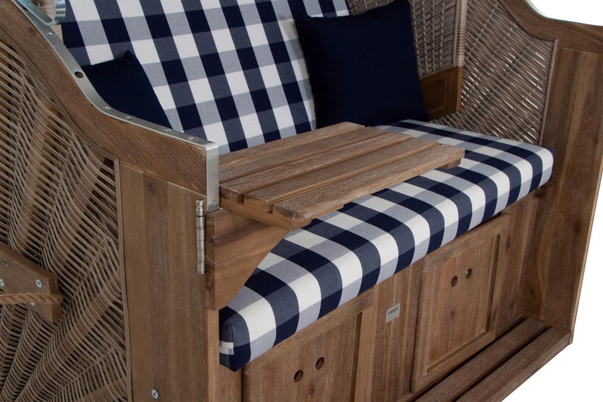 Strandkorb Ostsee L88712 2-Sitzer, Blau, Weiß - Blau/Weiß, KONVENTIONELL, Holz/Kunststoff (130/80/165cm) - Siena Garden