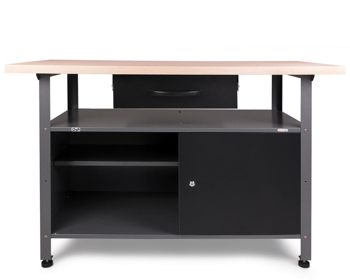 Werkbank Stahl Grau B: 120 Cm Höhenverstellbar - Grau, Basics, Holz/Metall (120/85/60cm)