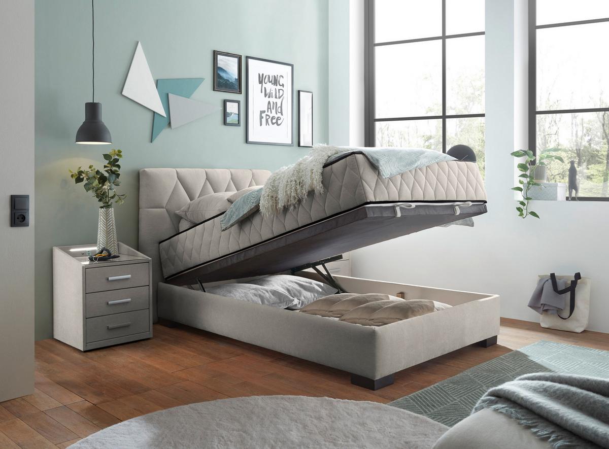 Boxbett Mit Bettkasten 120x200 Nagol - Beige/Schwarz, MODERN, Holzwerkstoff/Textil (120/200cm) - MID.YOU