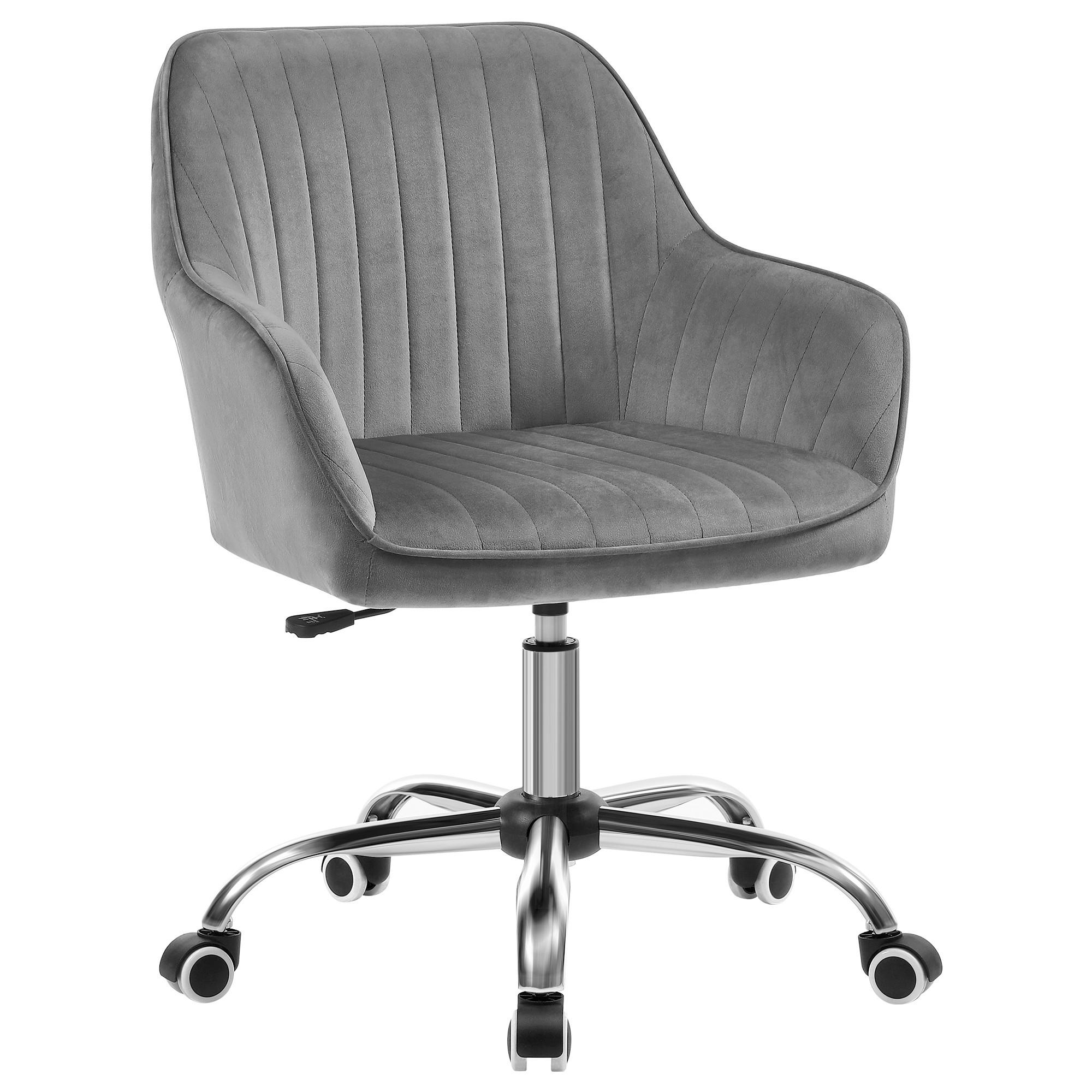 DREHSTUHL Samt, Hellgrau, bis 120 kg - Edelstahlfarben/Hellgrau, Basics, Kunststoff/Textil (64/80-90/62cm) - Boxxx