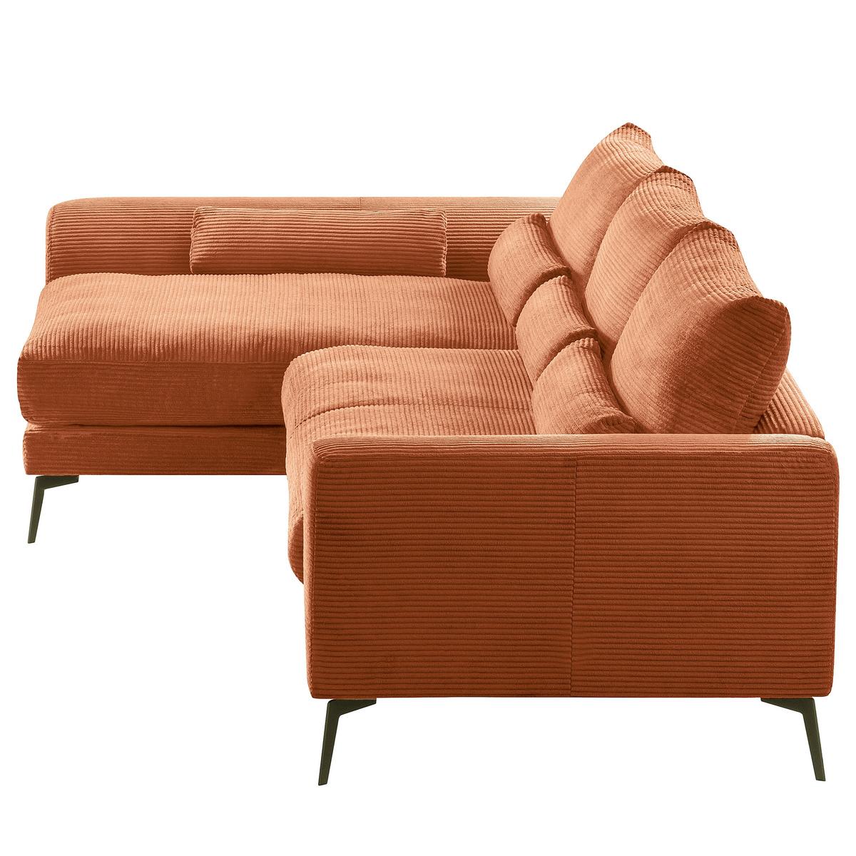 Ecksofa Berlin Cord Kupferfarben 172x313 cm - Schwarz/Kupferfarben, Design, Textil (172/313cm) - P & B