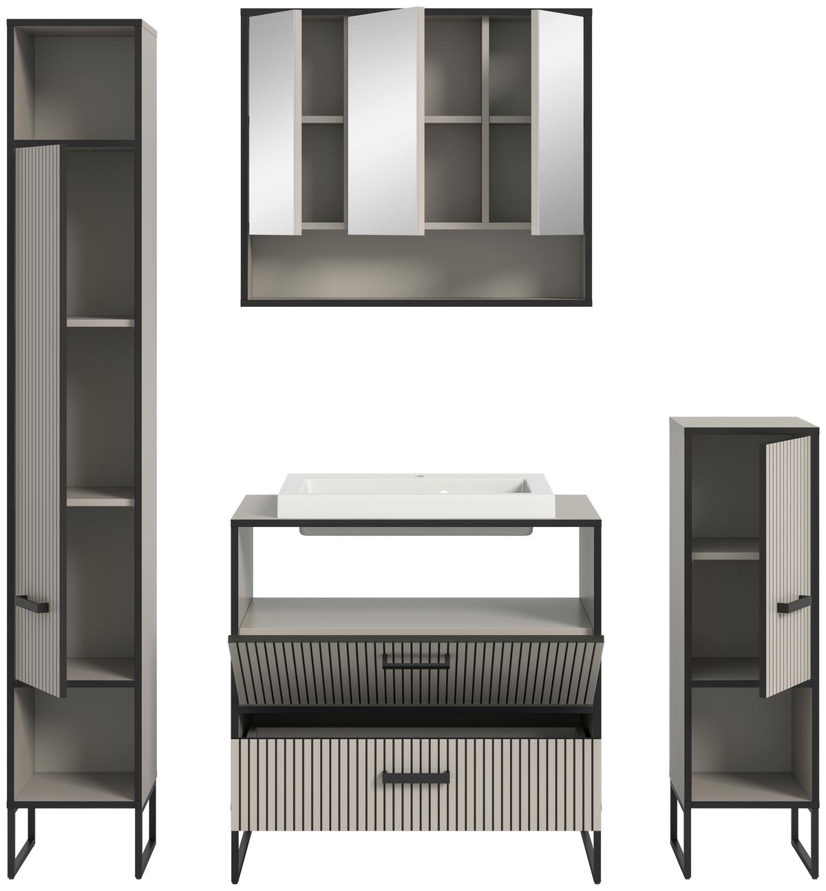 Badezimmer Bagno Schwarz/kaschmir B:140cm - Kaschmir/Schwarz, MODERN, Holzwerkstoff (140cm) - MID.YOU