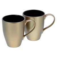 Tassenset Aus Steinzeug 300 Ml 2 Stk. Schwarz/goldfarben - Goldfarben/Schwarz, Basics, Keramik - Creatable