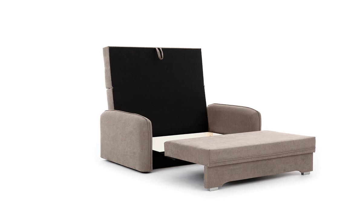 Schlafsofa Laine Hellbraun, B: 155 Cm - Hellbraun/Silberfarben, Design, Textil (155/105/75cm) - MID.YOU