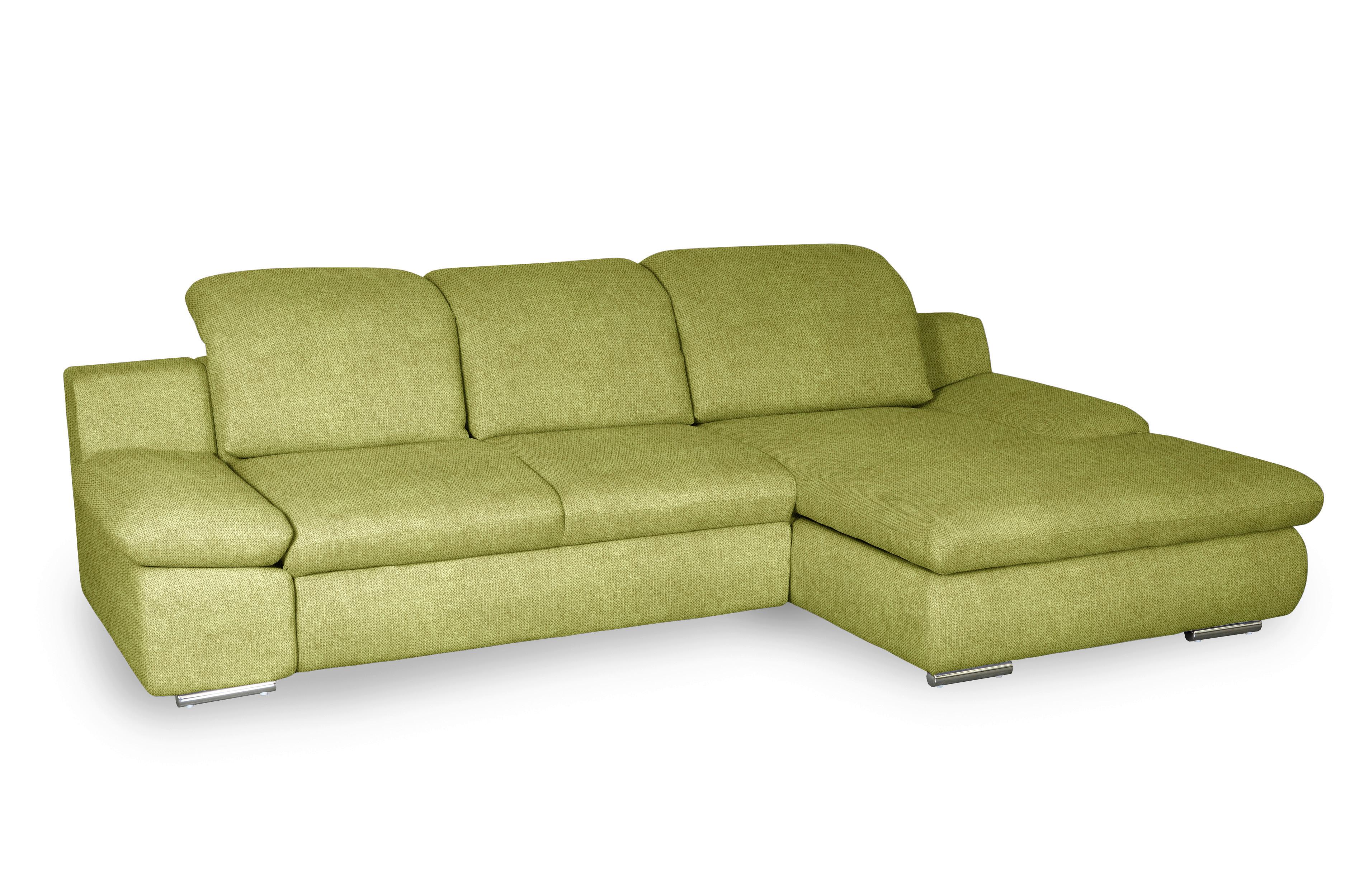 Ecksofa Isona Grün Chenille - Chromfarben/Grün, Design, Textil (286/165cm) - Livetastic
