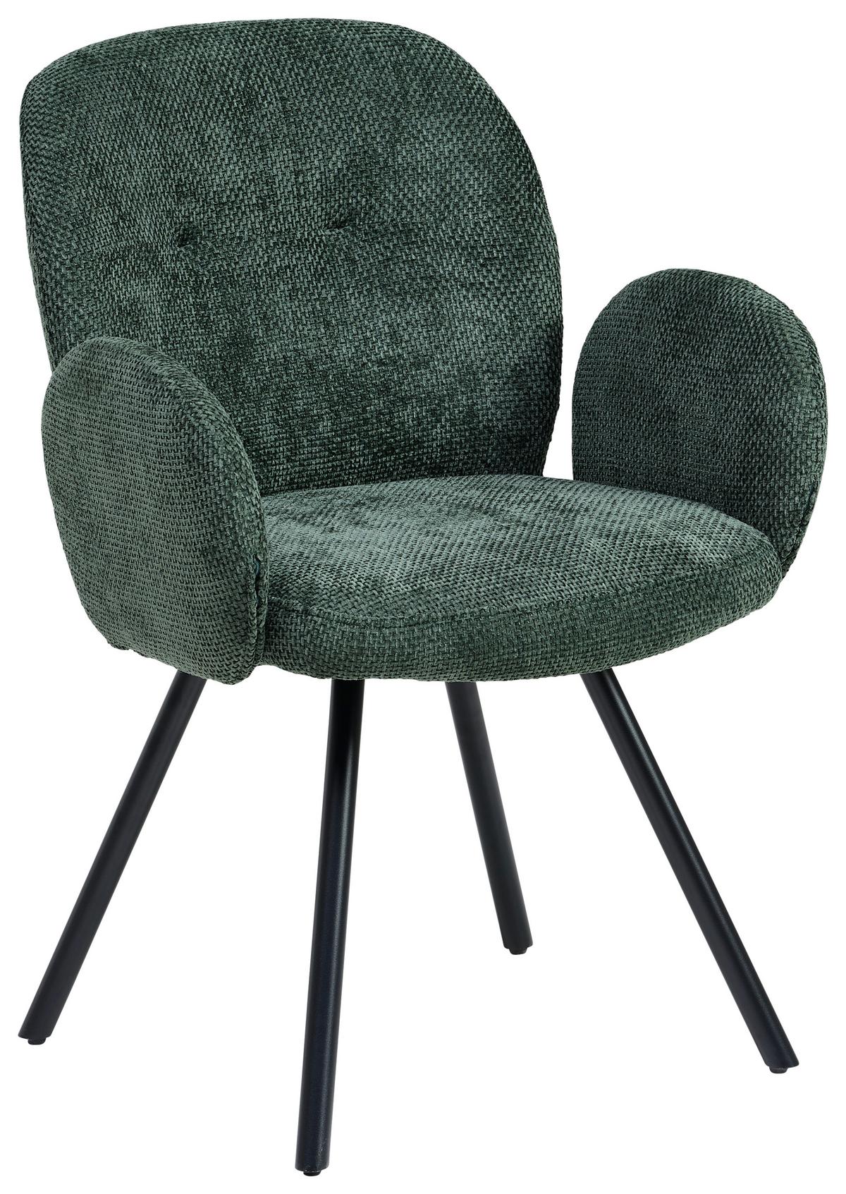 Armlehnstuhl Niklas Schwarz/Dunkelgrün Gepolstert - Dunkelgrün/Schwarz, LIFESTYLE, Holz/Textil (60/87/65cm) - Livetastic