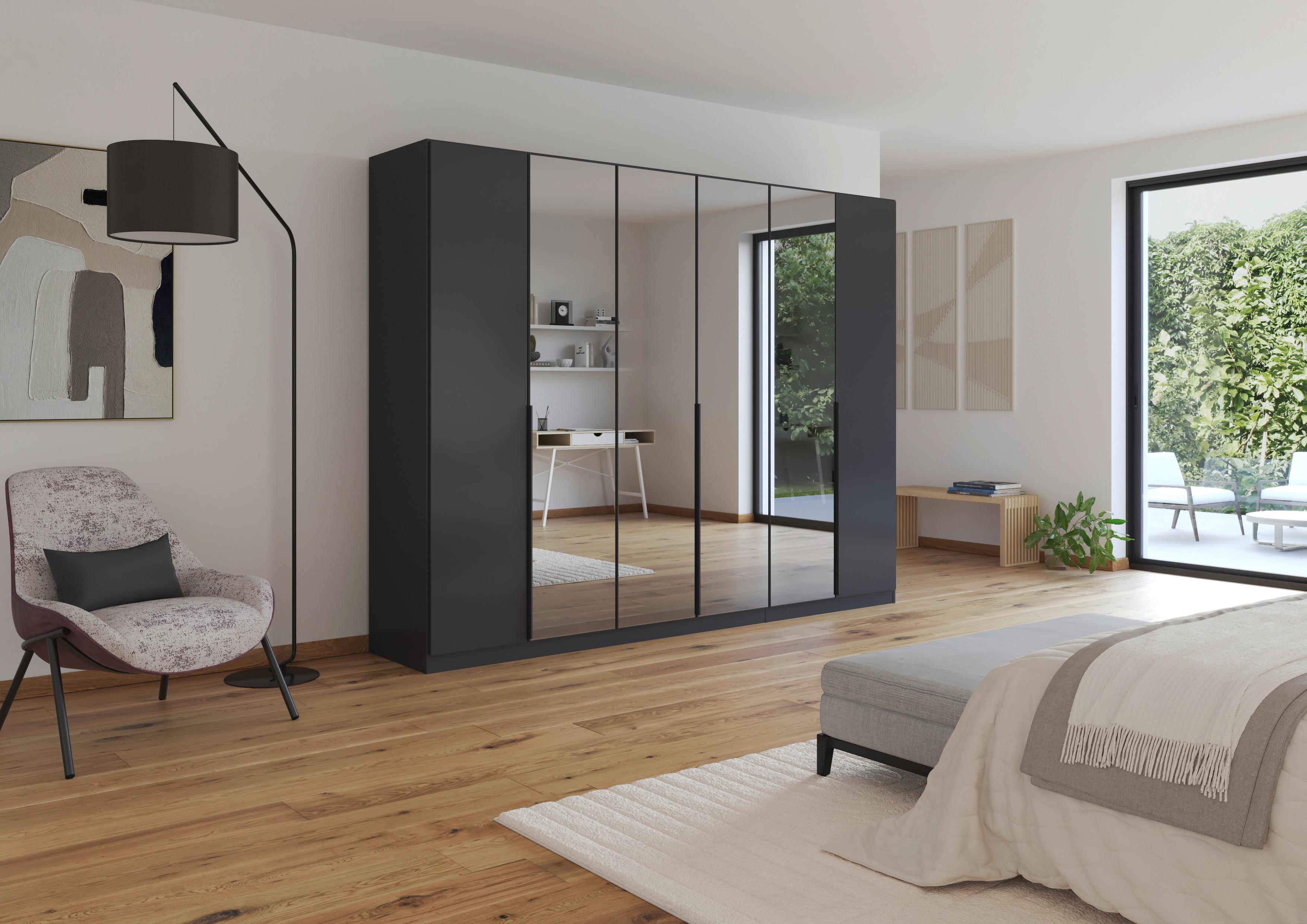 Drehtürenschrank Skyla Weiß/Glas B: 271 cm - Grau, MODERN, Holzwerkstoff (271/210/54cm) - Rauch Möbel