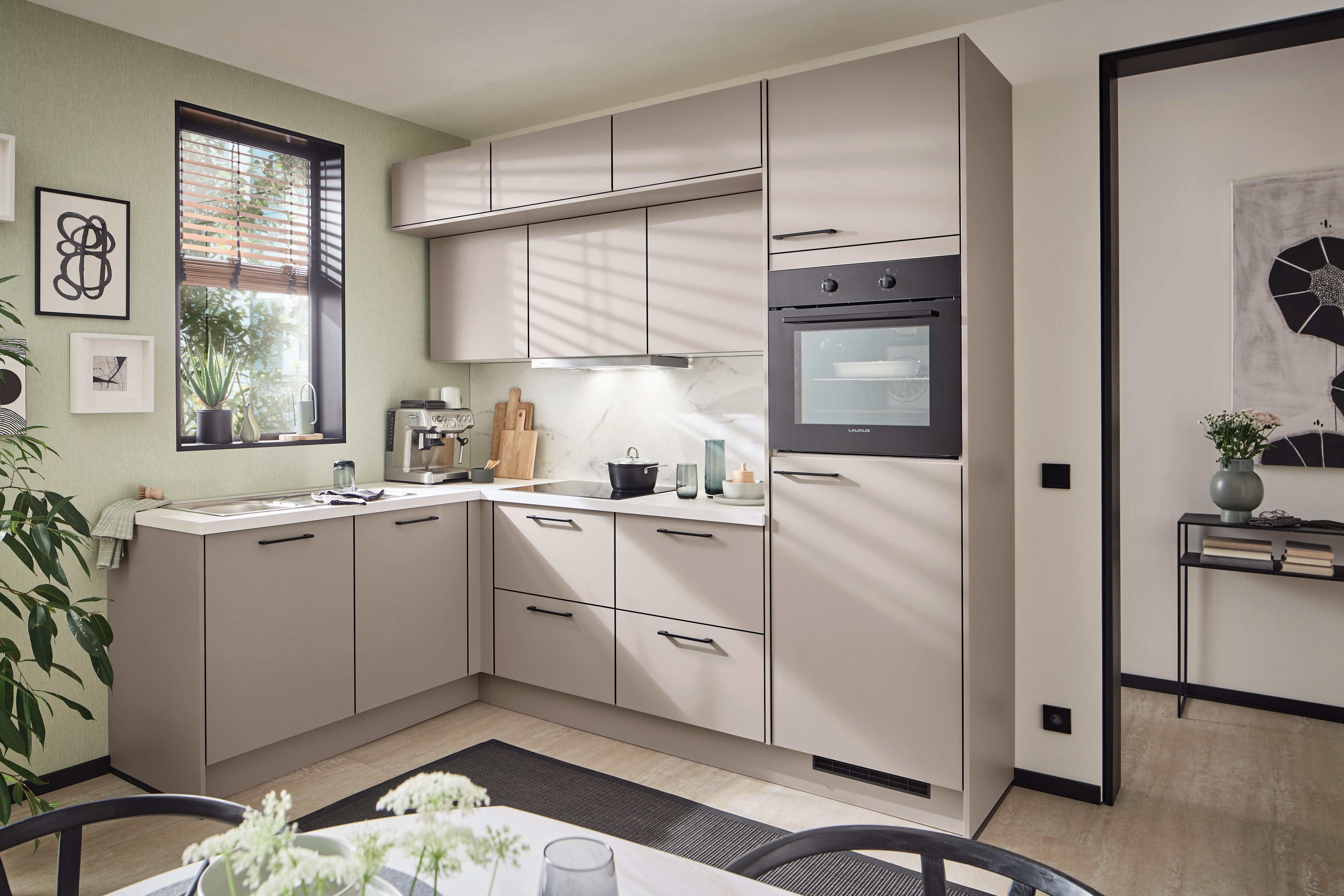 Eckküche Pn 105 - Kaschmir/Hellgrau, MODERN, Holzwerkstoff (186,6/248,2cm) - Pino