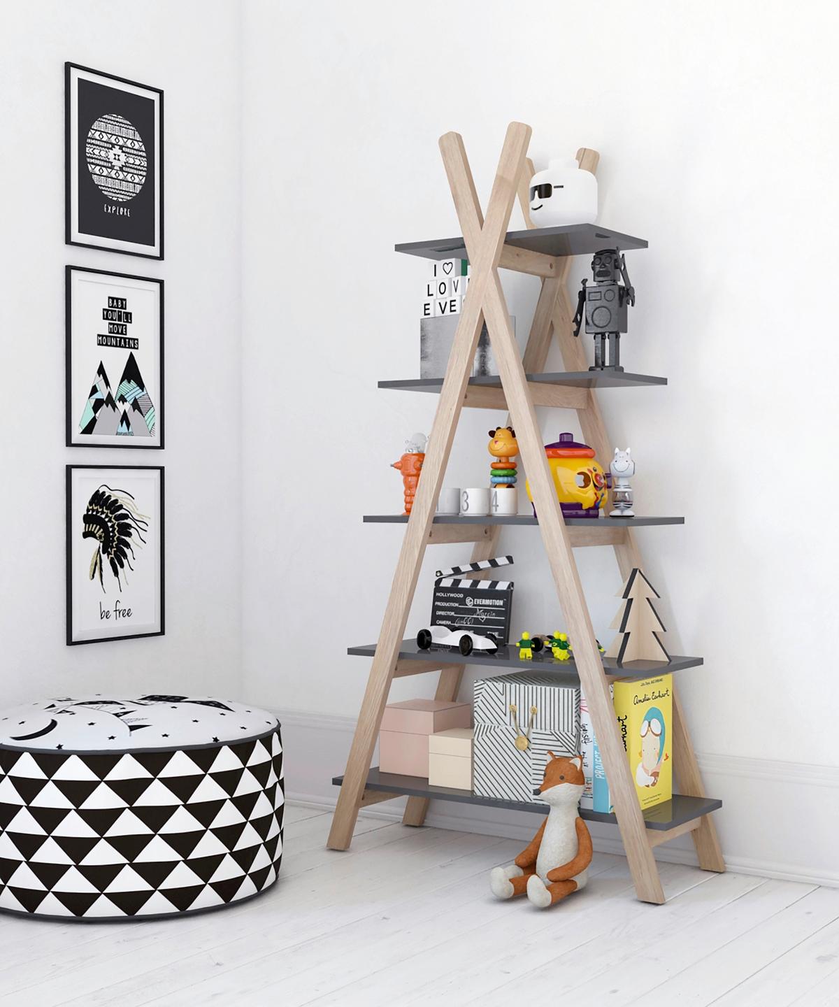 REGAL Naturfarben/Grau B: 90cm - Naturfarben/Grau, Design, Holz/Holzwerkstoff (90/170/35cm) - Livetastic