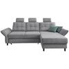 Ecksofa Brizzini Silberfarben S: 250-280/176 Cm - Mintgrau/Silberfarben, MODERN, Holz/Textil (250-280/176cm) - Livetastic