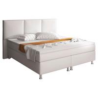 Boxspringbett Mit Topper Lederlook 180x200 Oslo - Silberfarben/Weiß, KONVENTIONELL, Leder/Textil (180/200cm) - MID.YOU