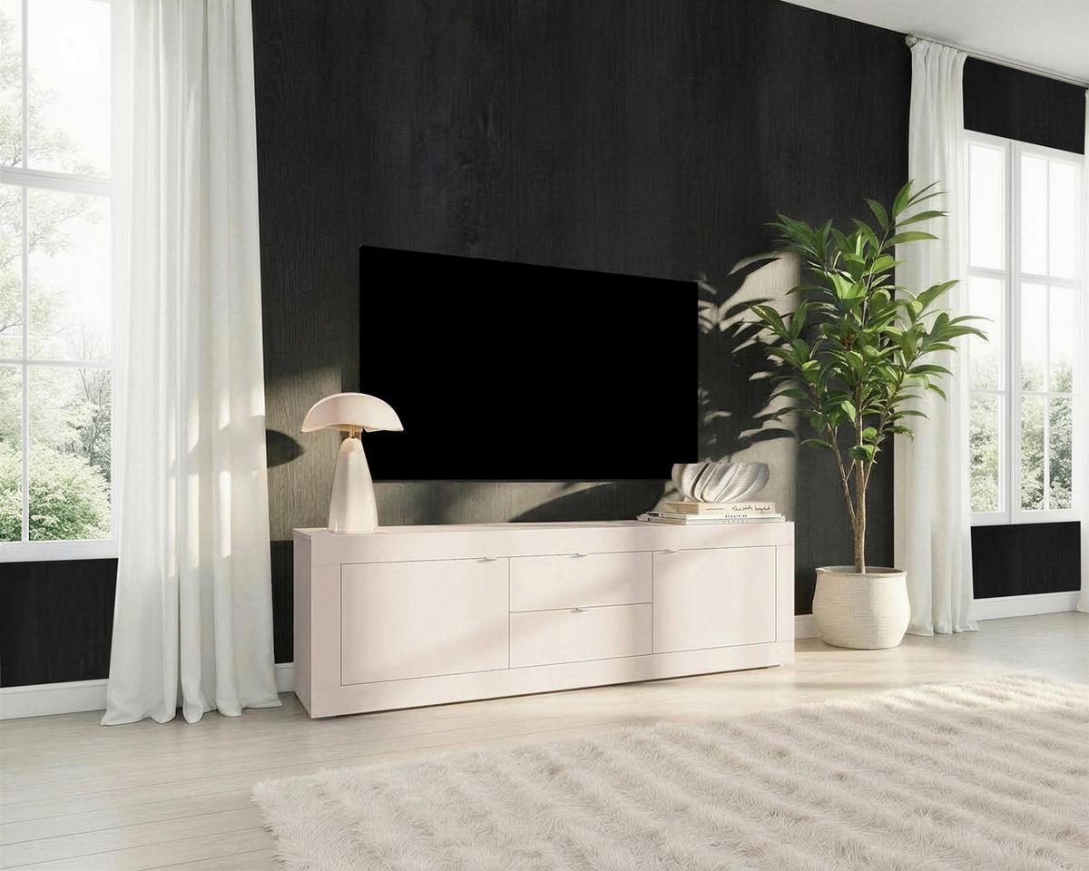 Lowboard Basic Kaschmir B: 210 Cm - Kaschmir/Schwarz, Design, Holzwerkstoff (210/65/43cm) - MID.YOU