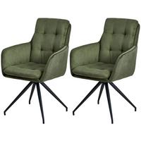 Armlehnstuhl Nizza Grün 2-Er Set - Schwarz/Grün, LIFESTYLE, Textil/Metall (60/94/64cm) - MID.YOU