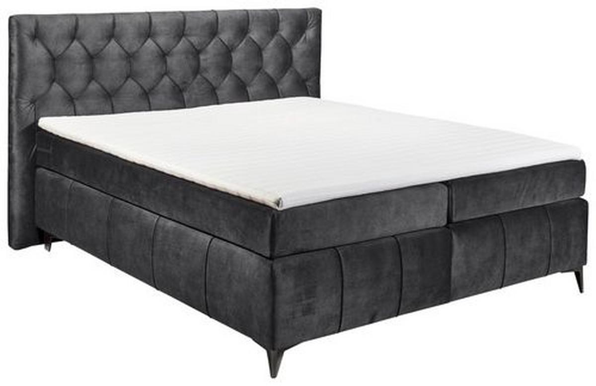 Boxspring postel Pembroke, 180x200, antracitová - černá/antracitová, Basics, kompozitní dřevo/textil (180/200cm) - MID.YOU