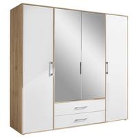 Kleiderschrank M. Spiegel 4trg Lembo Artisan Eiche/weiß 206cm - Weiß/Eiche Artisan, Basics, Glas/Holzwerkstoff (206/195/60cm)