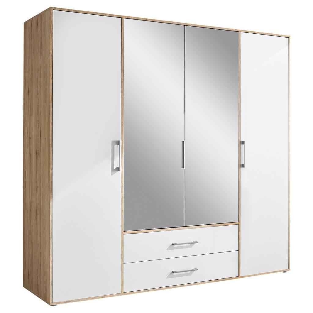 Drehtürenschrank mit Spiegel 206cm Lembo Artisan Eiche/Weiß
