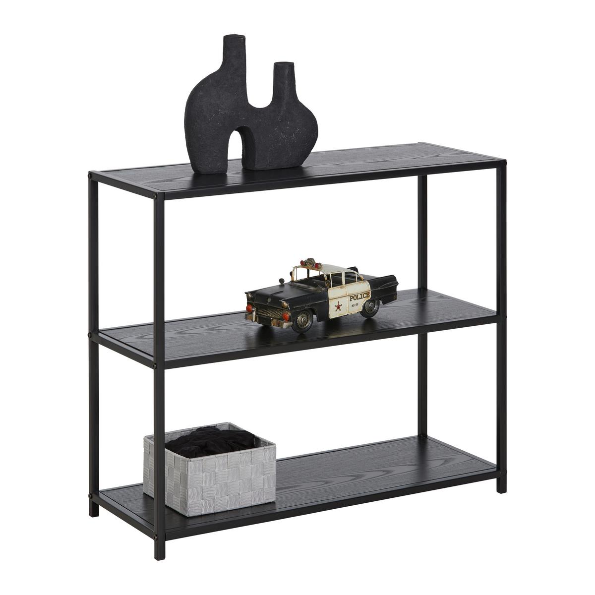 Regal Bastian černá - černá, Moderní, kov/kompozitní dřevo (77/68/30cm) - Based