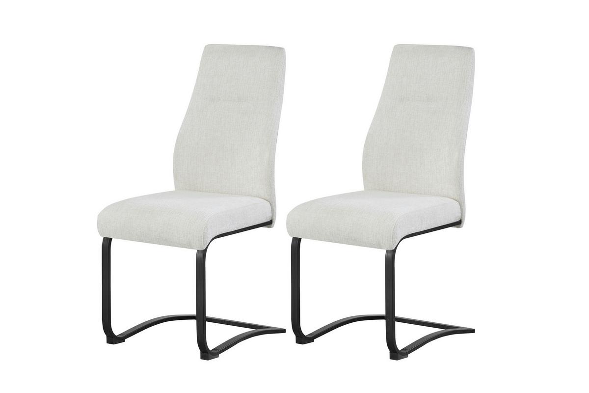 Schwingstuhl-Set Tina Creme B: 43 cm - Creme/Schwarz, MODERN, Textil/Metall (43/98/59cm) - MID.YOU