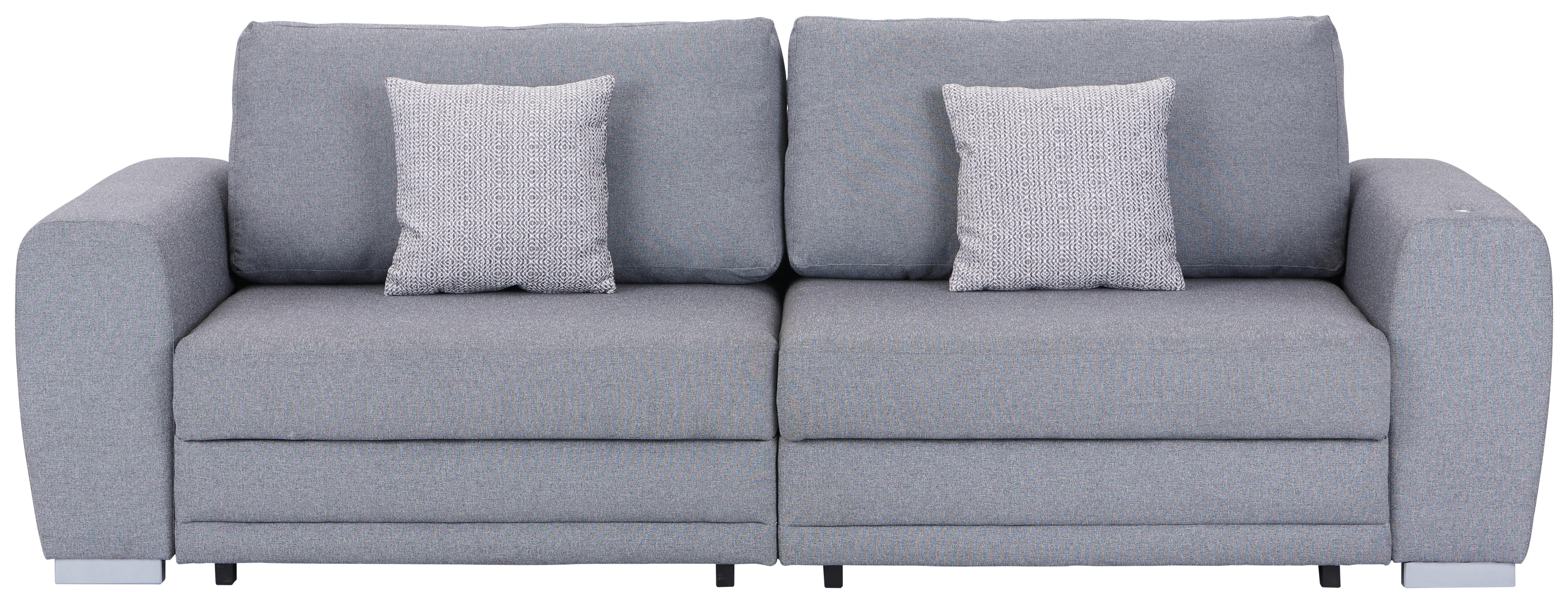 Big Sofa Mit Schlaffunktion & Bettkasten Concord Grau - Chromfarben/Grau, Design, Textil (252/87/107cm) - Ondega