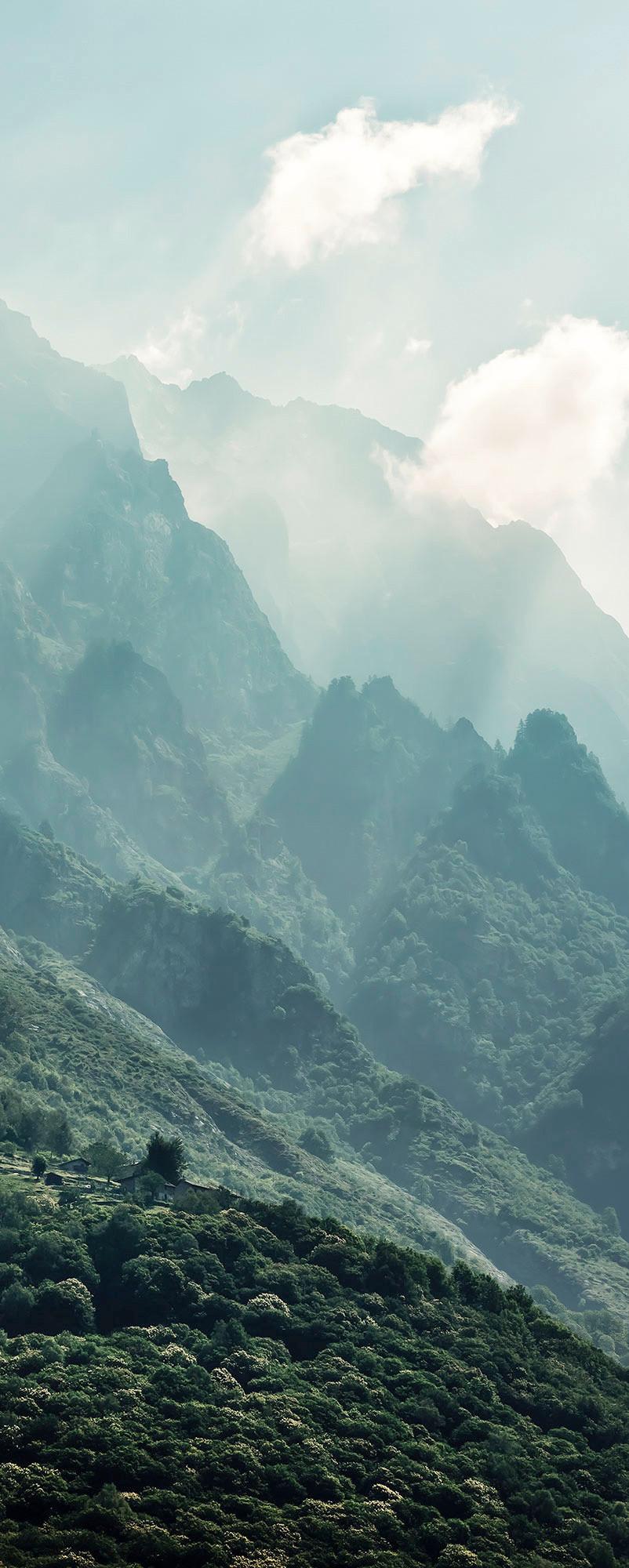 Vliestapete The Summit Panel - Blau/Grün, Basics (100/250cm) - Komar