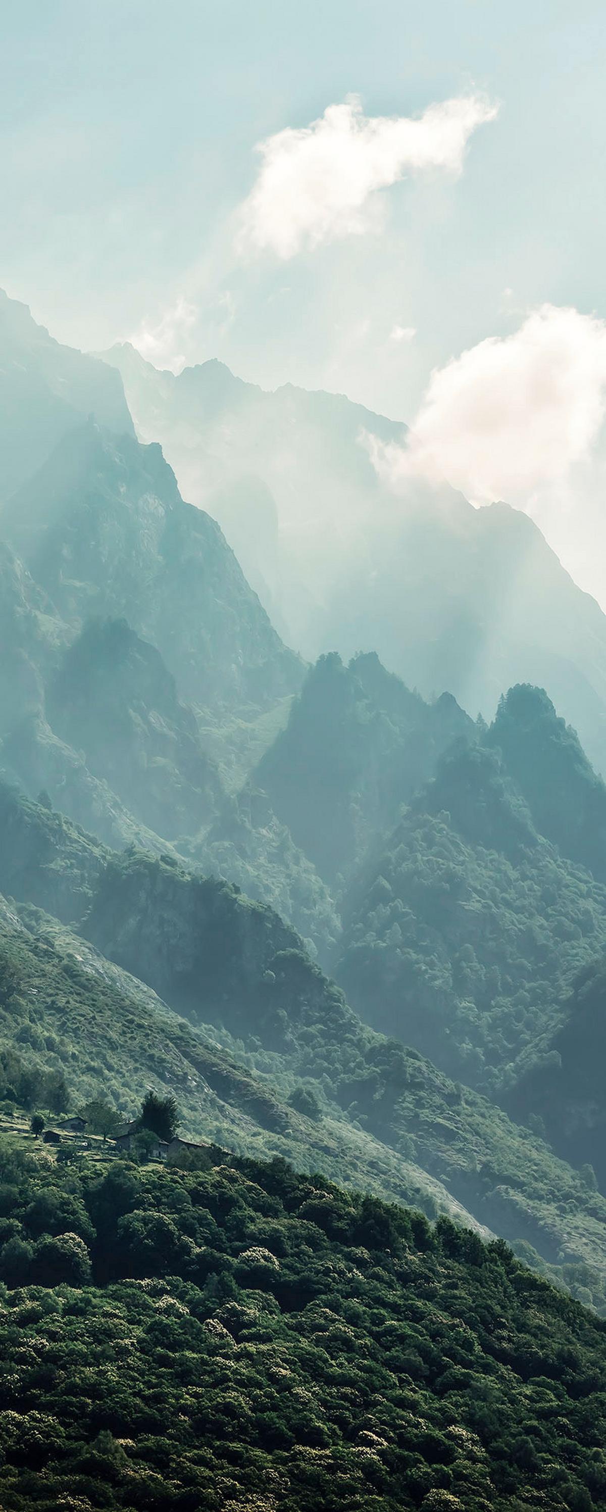 Vliestapete The Summit Panel - Blau/Grün, Basics (100/250cm) - Komar