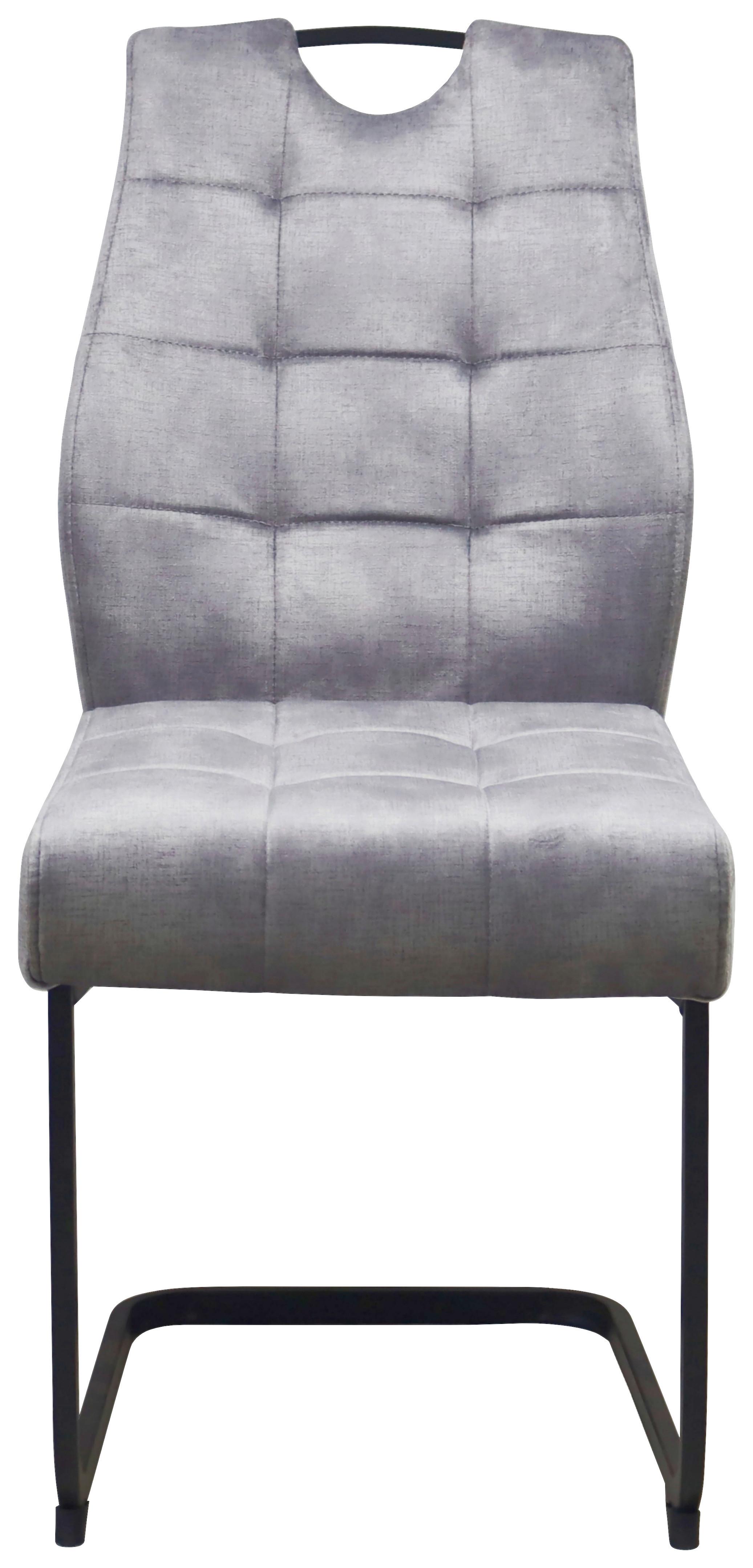 Schwingstuhl Emilia Webstoff Grau, B: 43 cm - Schwarz/Grau, KONVENTIONELL, Textil/Metall (43/95/61cm)