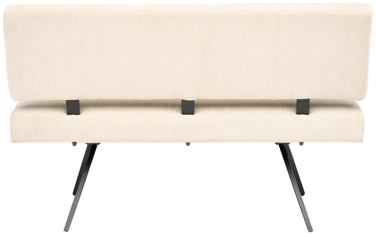 Sitzbank mit Lehne Chios Leinenoptik beige, B: 140cm - Beige/Schwarz, KONVENTIONELL, Textil/Metall (140/90/62cm) - Livetastic
