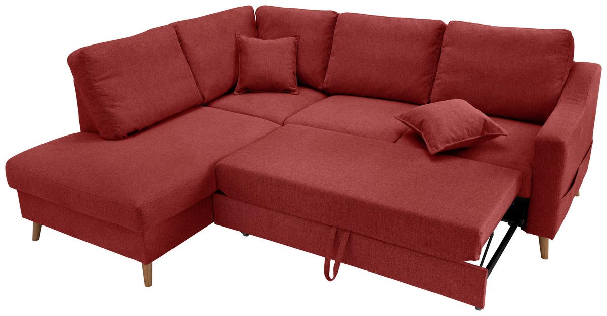 Ecksofa Valentina Rot S: 200x230 Cm - Rot/Naturfarben, KONVENTIONELL, Textil (200/230cm) - Livetastic