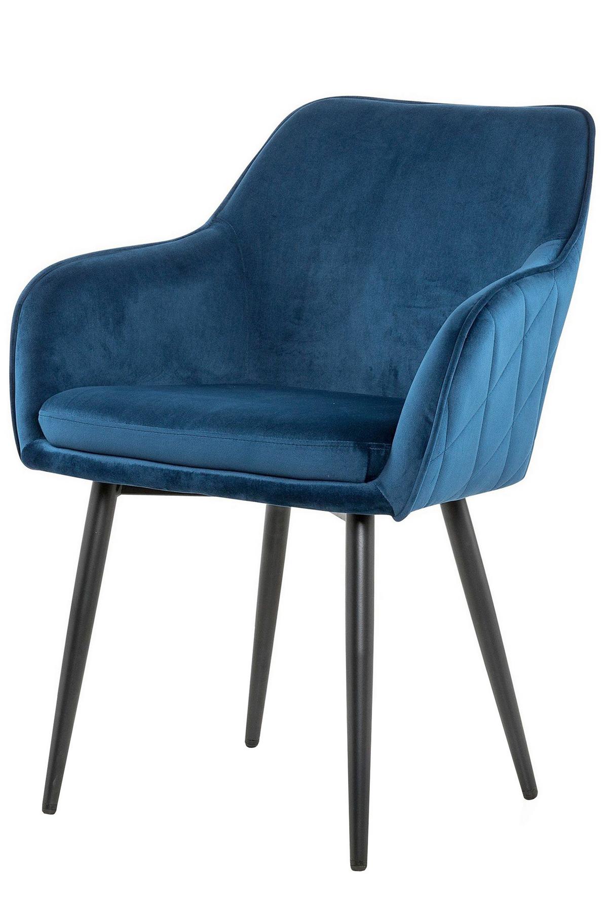 Armlehnstuhl Blau B: 61cm - Blau/Schwarz, MODERN, Textil/Metall (61/85/60cm) - Livetastic