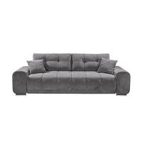 3-sitzer-sofa Paco Graubraun Mikrovelours - Graubraun/Braun, MODERN, Holzwerkstoff/Textil (260/95/90cm) - MID.YOU