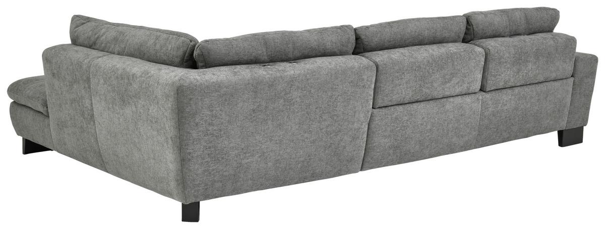 Rohová sedačka LANDO, pravá, šedá žinylka, s funkcemi - šedá/černá, Moderní, kov/textil (289/197cm) - Premium Living