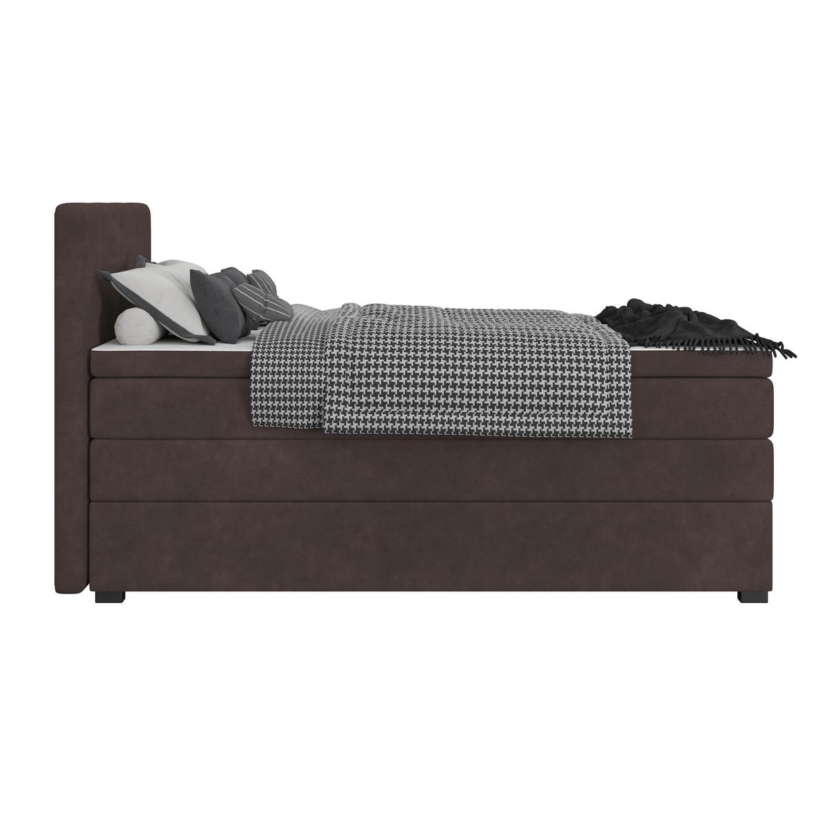 Boxspringbett mit Topper & Bettkasten 120x200 Lauro - Anthrazit/Schwarz, Trend, Textil (120/200cm)