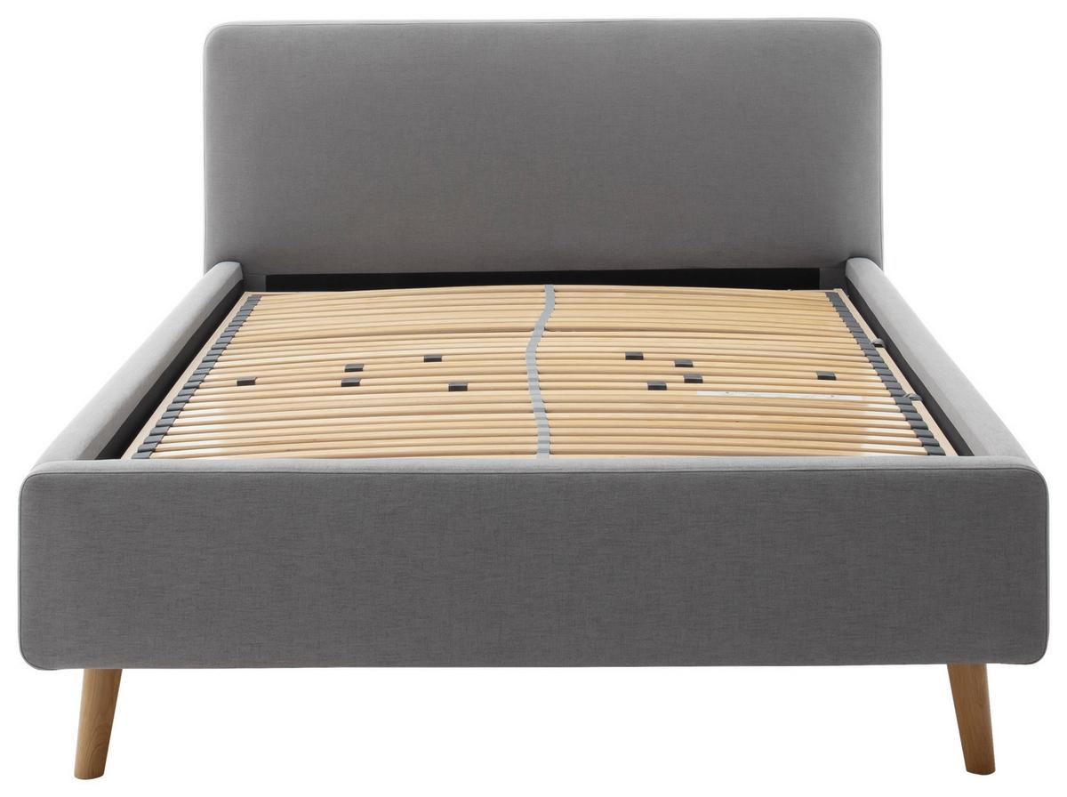 Polsterbett Mattis 140x200cm Hellgrau, Inkl. Bettkasten - Eichefarben/Hellgrau, Design, Holz/Textil (140/200cm) - Livetastic