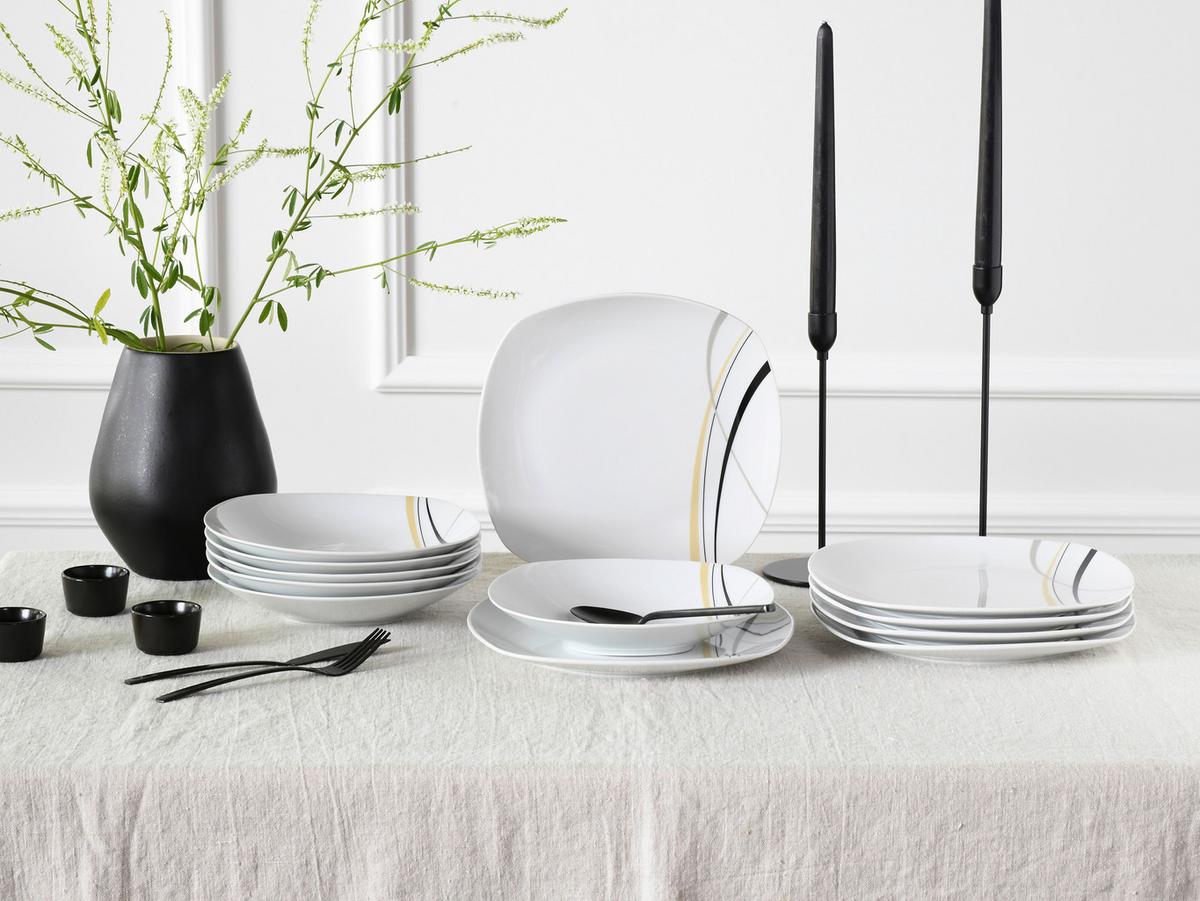 Tafelservice Square City Line 12--Teilig., Weiß - Weiß, Trend, Keramik - Creatable