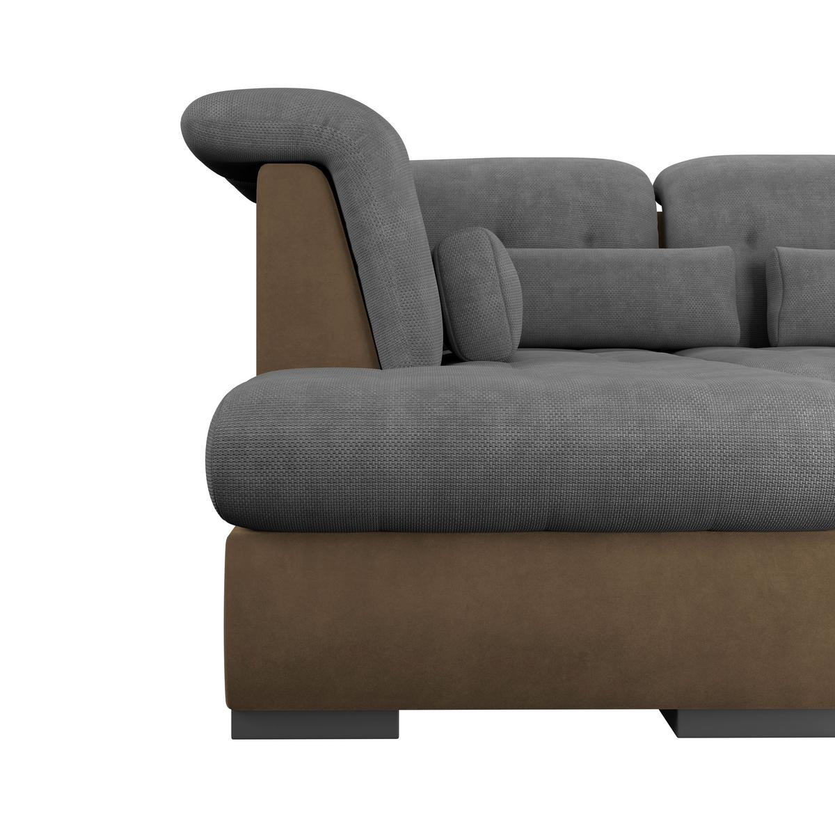 Wohnlandschaft Madera Mit Schlaffunktion Anthrazit - Hellbraun/Anthrazit, KONVENTIONELL, Kunststoff/Textil (212/358/190cm)